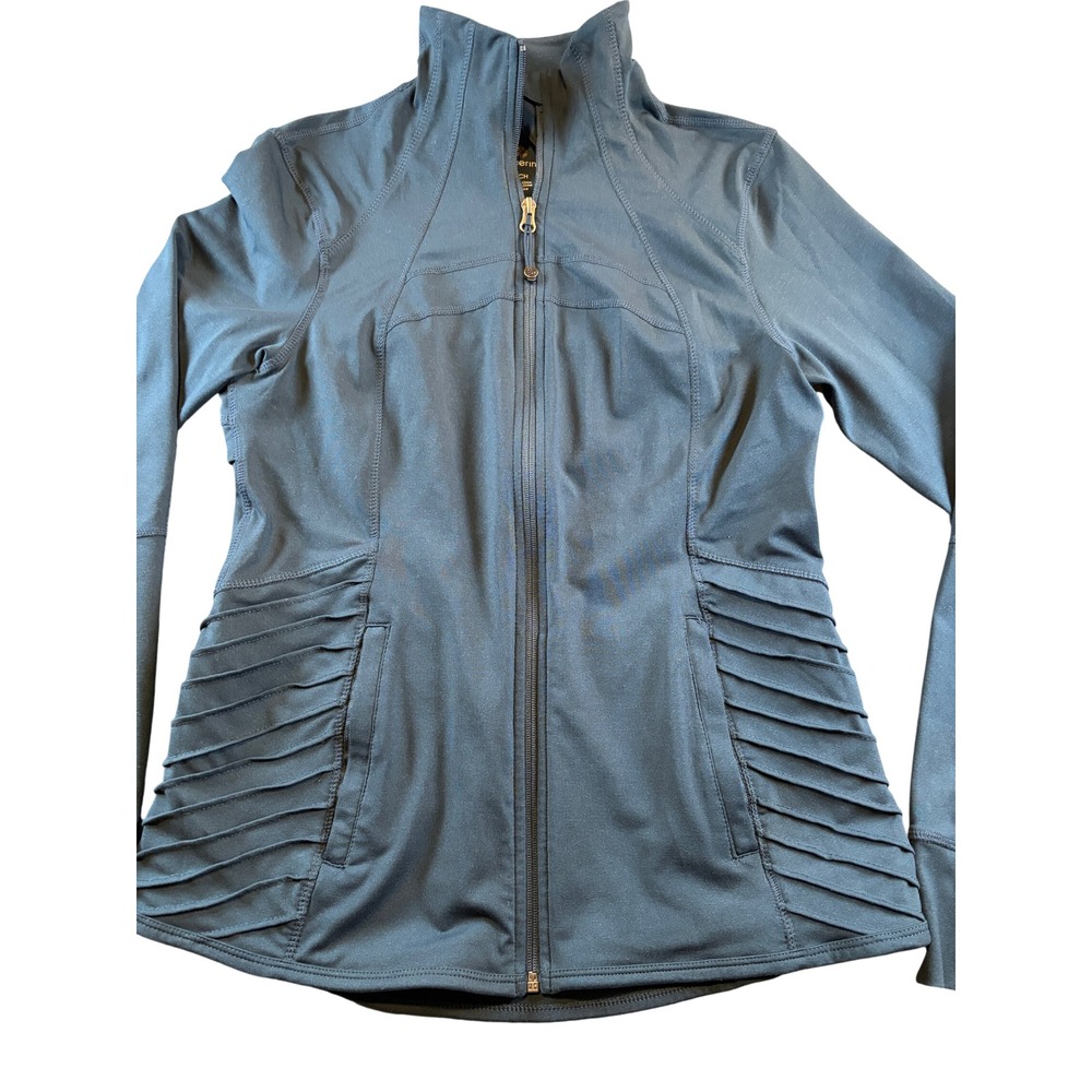 Tangerine Womens Full Zip Active Jacket Gray Pleated Sides Mock Neck Small
